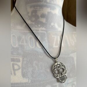 NEW Calavera Sugar Skull Silver Pendant Necklace